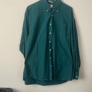 Haggar Men's Deep Teal Casual Button-Down Shirt